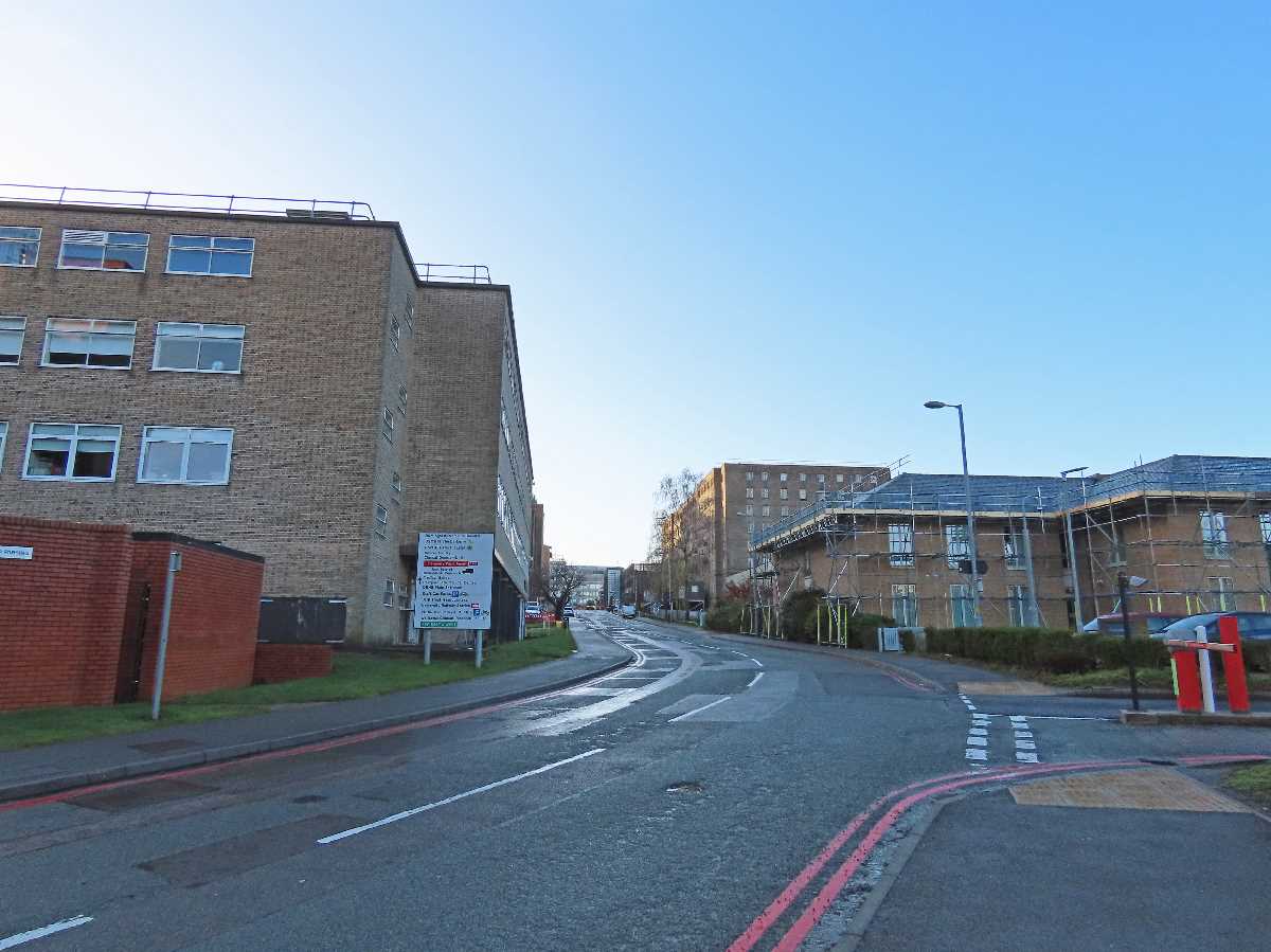 The old Queen Elizabeth Hospital in Birmingham - Mindelsohn Way - 10th December 2023